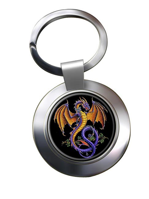 Wyverex Alchemy Dragon Leather Chrome Key Ring
